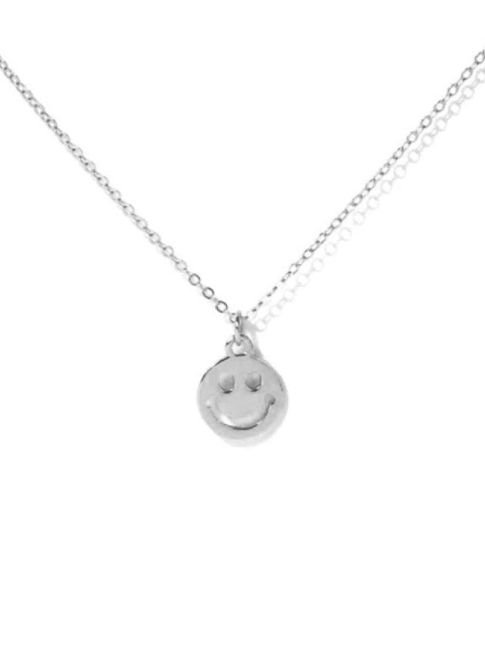 Sterling Silver Smile Pendant Necklace - Silver